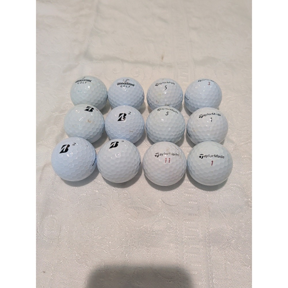 Dozen Golf Balls 6-Bridgestone/6-Taylor Made Clean Balls